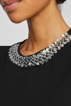 Mujer Vila Blusas>Blusa de gasa con pedrería en el cuello