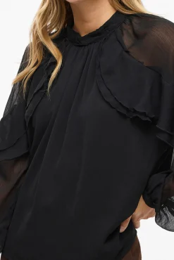 Mujer Vila Blusas>Blusa de gasa con volantes