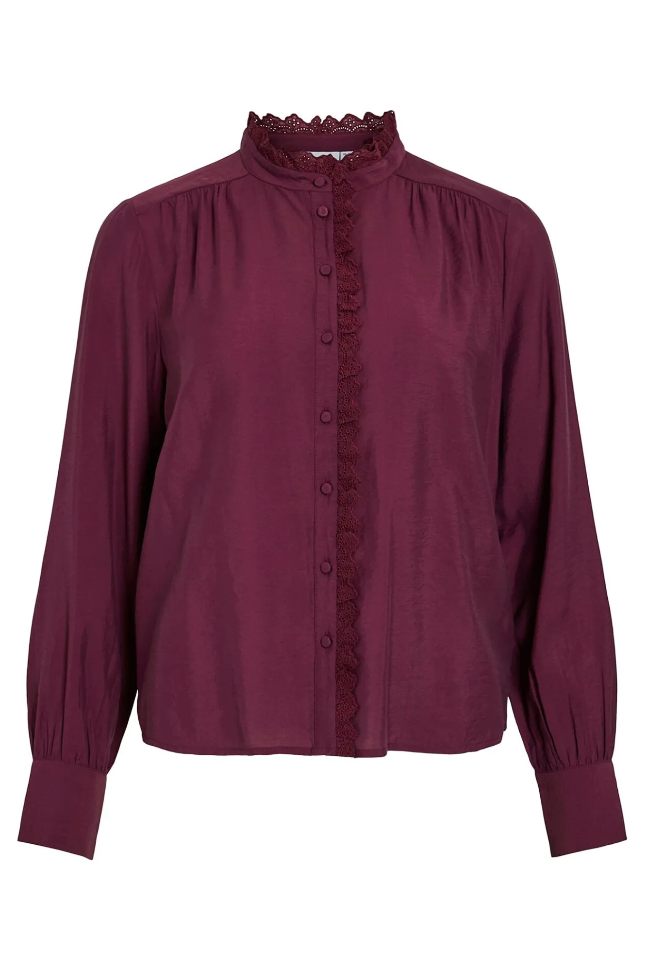 Mujer Vila Blusas>Blusa de manga larga con bordado inglés