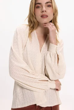 Mujer Vila Blusas>Blusa de manga larga con cuello mao