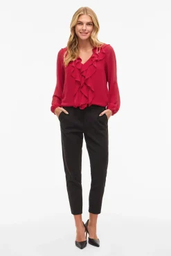 Mujer Vila Blusas>Blusa de manga larga con volantes