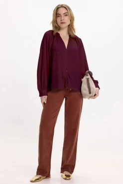 Mujer Vila Blusas>Blusa de manga larga con cuello mao