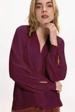 Mujer Vila Blusas>Blusa de manga larga con cuello mao