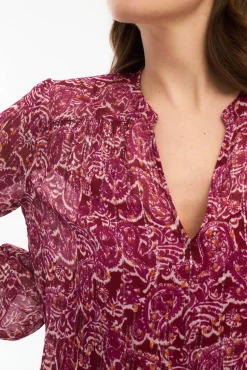 Mujer Vila Blusas>Blusa de manga larga estampada con lúrex