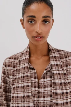 Mujer Cortefiel Blusas>Blusa lazo estampada cuadros