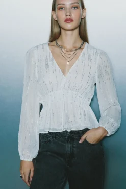Mujer Springfield Blusas>Blusa lurex goma cintura