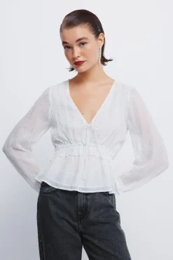 Mujer Springfield Blusas>Blusa lurex goma cintura