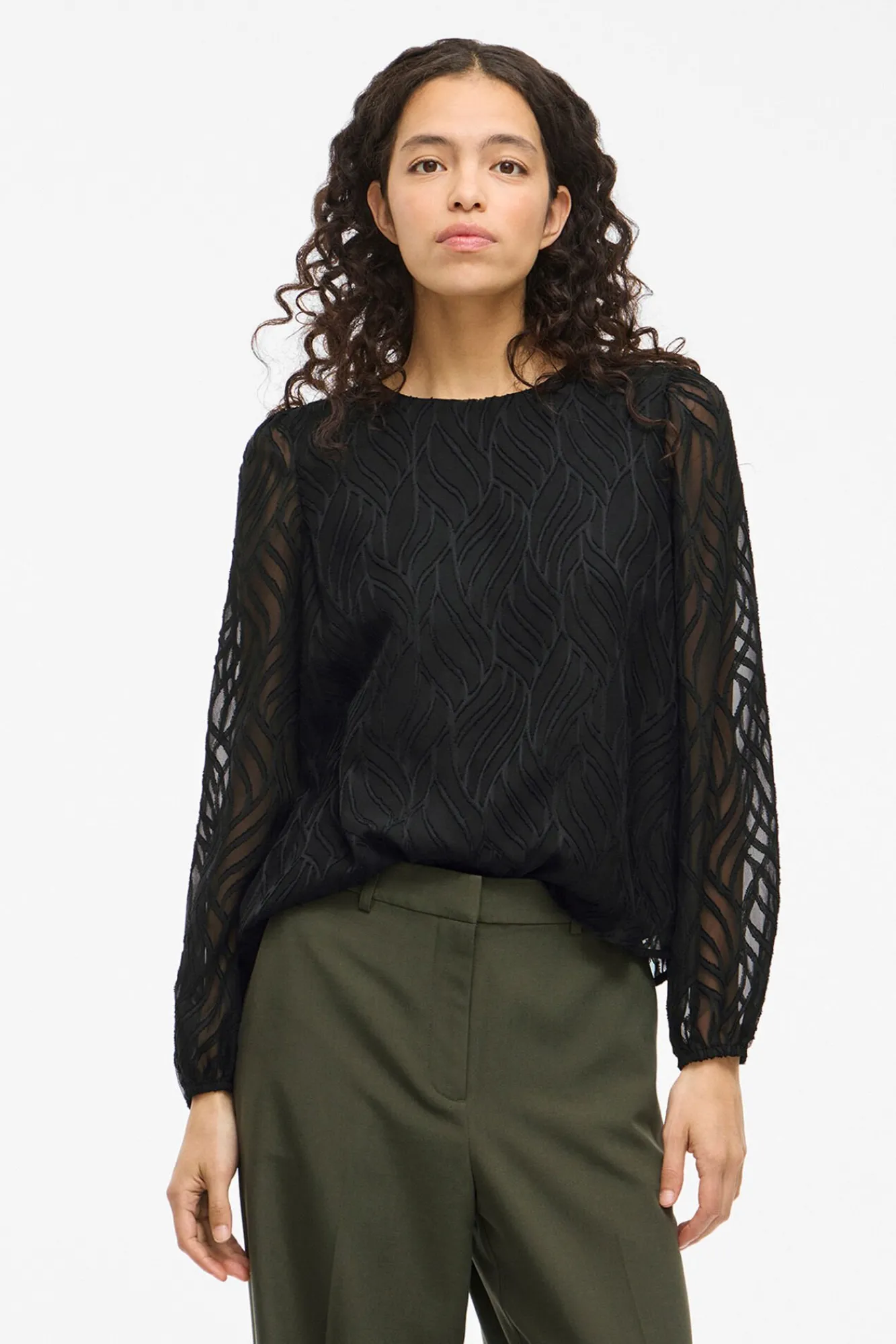 Mujer Vila Blusas>Blusa manga larga con cuello redondo