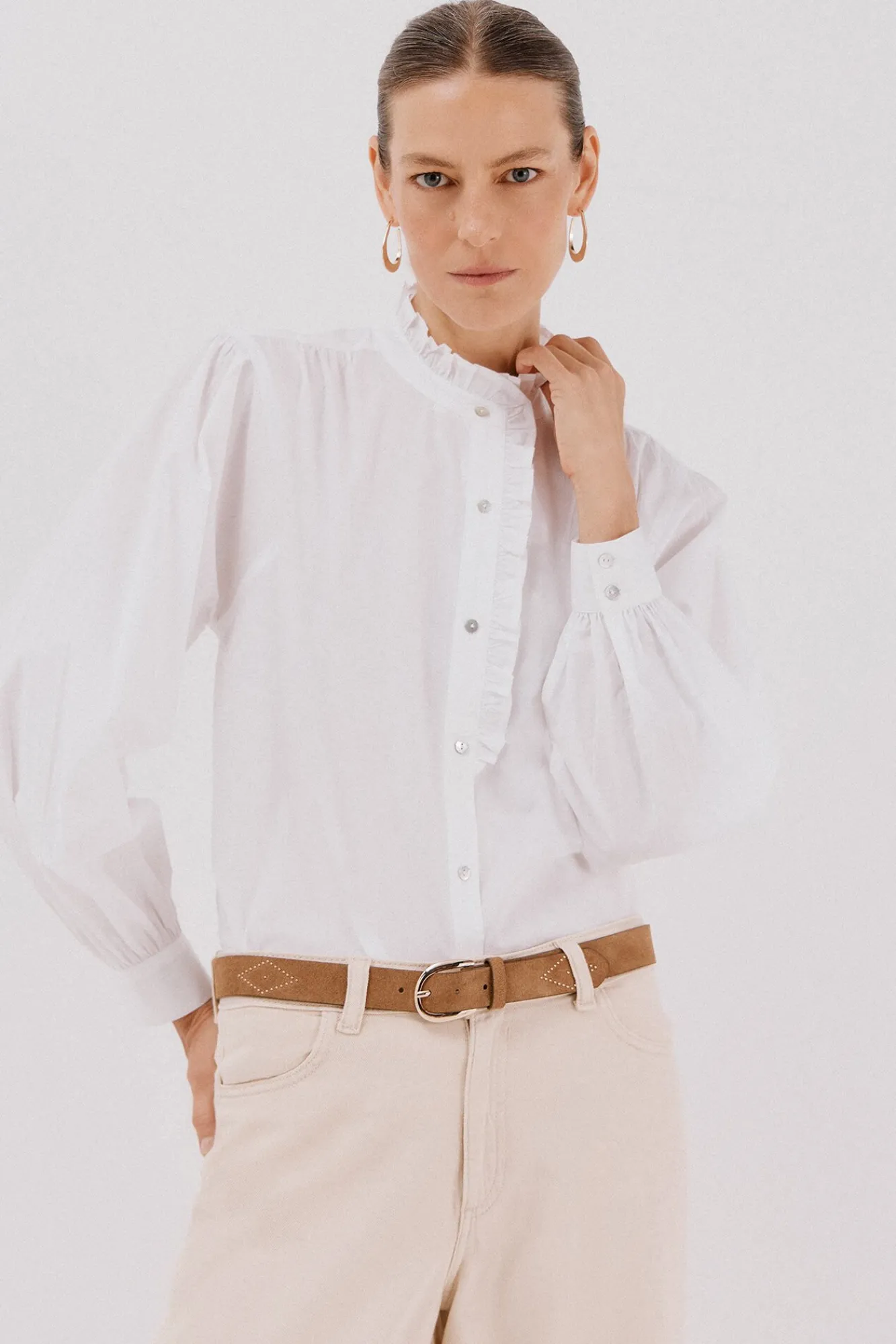 Mujer Cortefiel Blusas>Blusa rayas cuello volantes