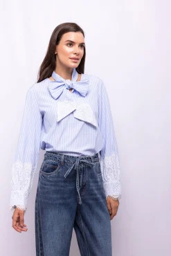 Mujer Object Blusas>Blusa rayas encaje
