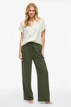 Mujer Vila Blusas>Blusa satinada de manga corta