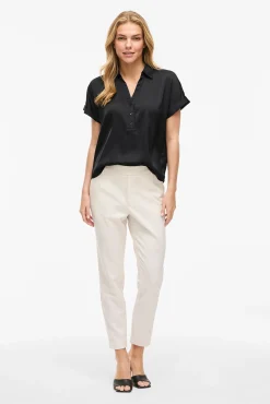 Mujer Vila Blusas>Blusa satinada de manga corta