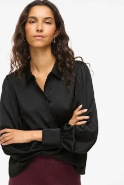 Mujer Vila Blusas>Blusa satinada de manga larga