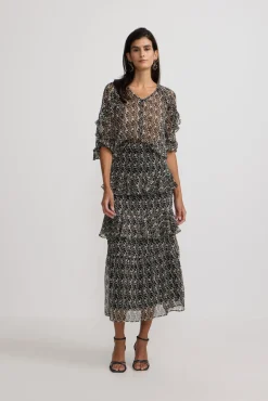 Mujer Silbon Blusas>Blusa volantes estampado