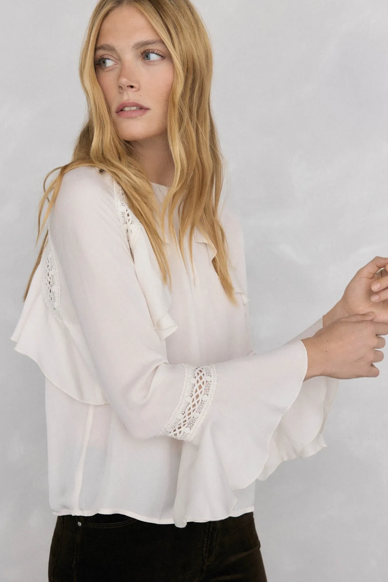 Mujer Pedro del Hierro Blusas>Blusa volantes puntilla