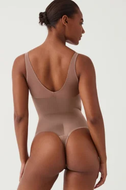 Mujer Spanx Ropa Interior>Body tanga de compresión tul y satén Shaping satin