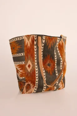 Mujer Slowlove Bolsos>Bolso shopper jacquard marrón