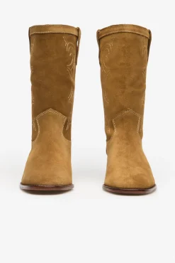 Mujer Cortefiel Calzado Piel|Botas Cowboy>Bota serraje pespunte a contraste