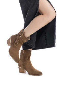 Mujer XTI Botas>Botin Antelina Flecos