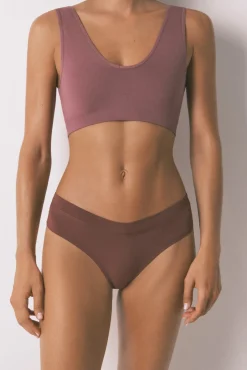 Mujer Women'secret Ropa Interior>Braga ancha brasileña fruncido granate