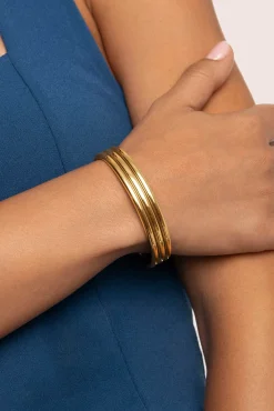 Mujer Singularu Joyería Y Bisutería>Brazalete Maxi Line Acero Baño Oro