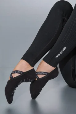 Mujer Dash and Stars Calcetines|Deporte>Calcetines algodón zapatilla ballet negra