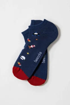 Mujer Besocks Calcetines|Calcetines>Calcetines tobilleros de algodón orgánico color marino