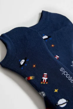 Mujer Besocks Calcetines|Calcetines>Calcetines tobilleros de algodón orgánico color marino