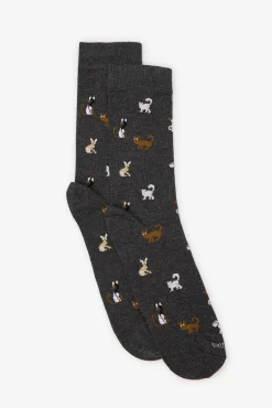 Hombre Cortefiel Calcetines>Calcetín dibujo gato