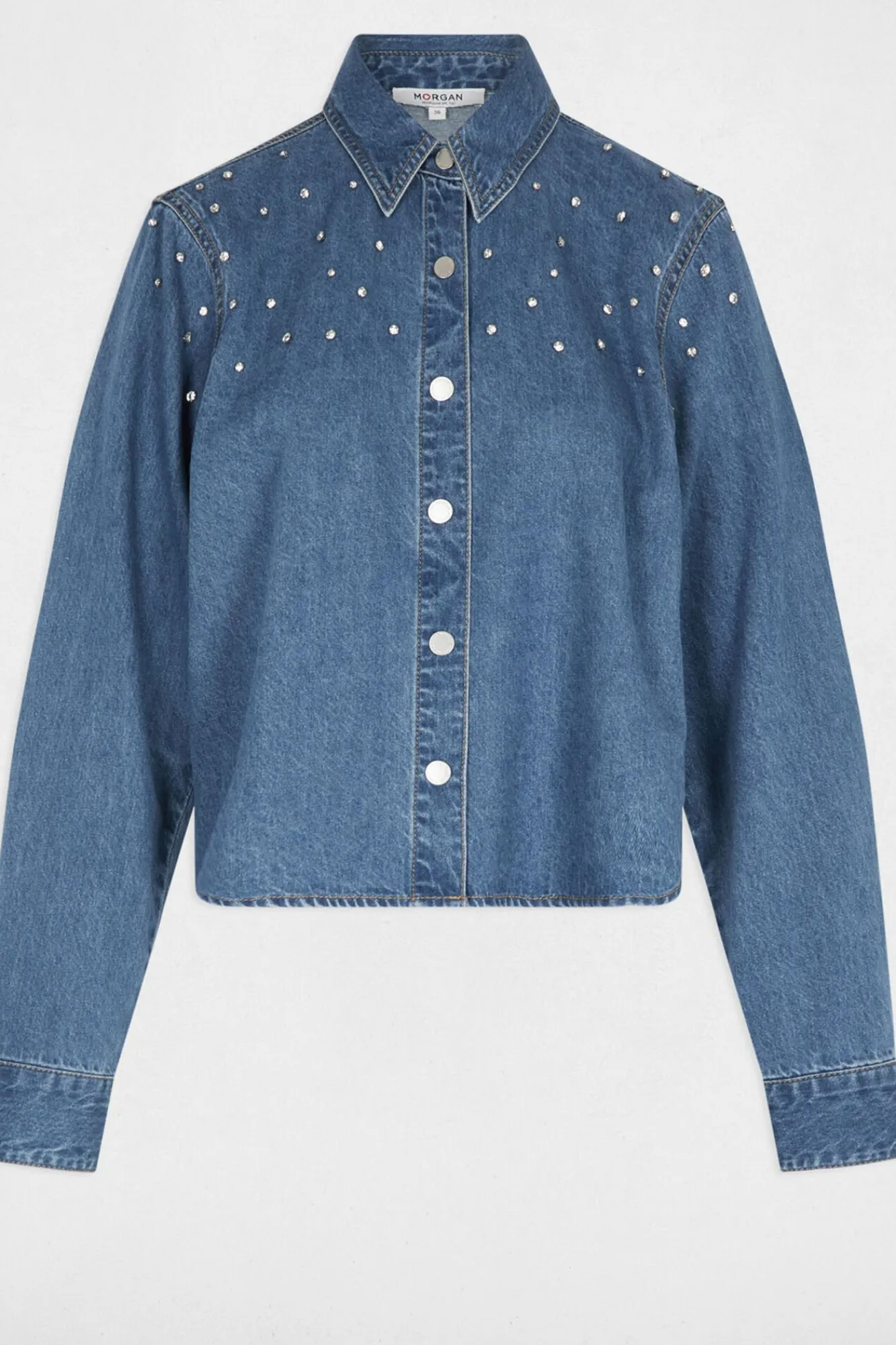 Mujer Morgan Blusas>Camisa corta con cabujones