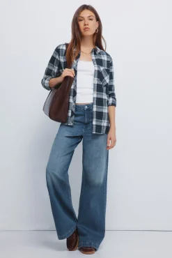 Mujer Springfield Blusas>Camisa cuadros lurex bolsillo