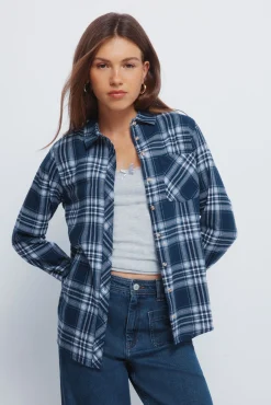 Mujer Springfield Blusas>Camisa cuadros lurex bolsillo