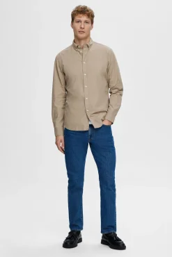Hombre Selected Camisas>Camisa de manga larga Slim Fit confeccionada con algodón reciclado
