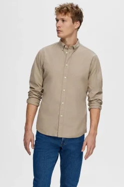 Hombre Selected Camisas>Camisa de manga larga Slim Fit confeccionada con algodón reciclado