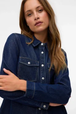 Mujer Vero Moda Blusas>Camisa denim con bolsillos en el pecho