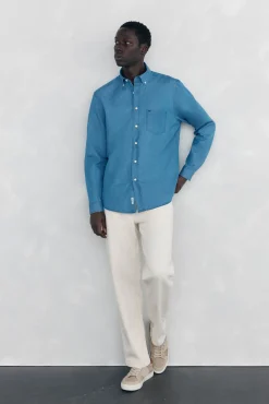 Hombre Pedro del Hierro Camisas>Camisa denim tejido italiano
