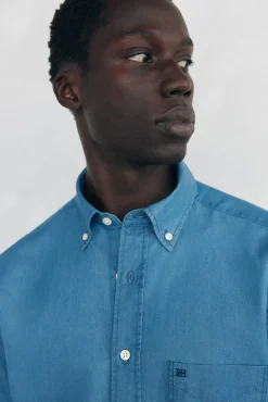 Hombre Pedro del Hierro Camisas>Camisa denim tejido italiano