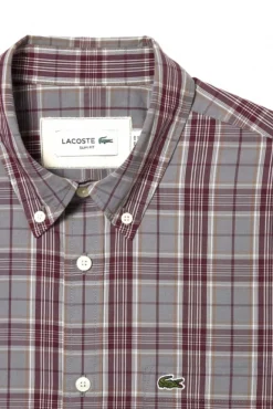Hombre Lacoste Camisas>Camisa elástica con estampado de cuadros para hombre