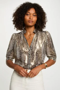 Mujer Morgan Blusas>Camisa entallada mangas abullonadas