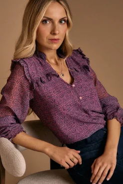 Mujer Polín Et Moi Blusas>Camisa estampada volantes Idalia
