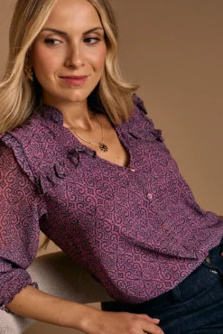 Mujer Polín Et Moi Blusas>Camisa estampada volantes Idalia