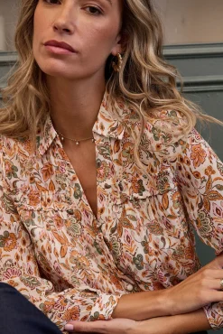 Mujer Polín Et Moi Blusas>Camisa floral con cuello pico