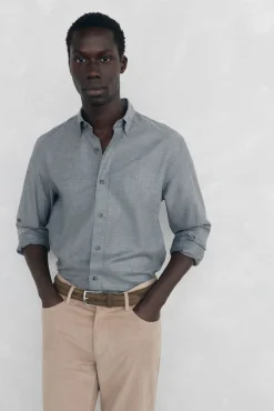 Hombre Pedro del Hierro Camisas>Camisa lisa melange Tencel