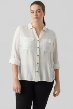Mujer Vero Moda Curve Blusas>Camisa manga 3/4 talla grande