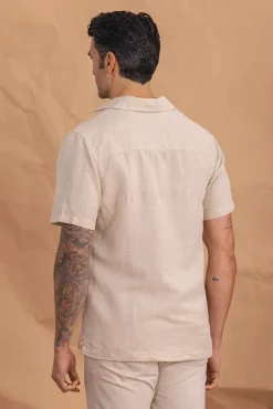 Hombre Celopman Camisas>Camisa Mangas Cortas Con Lino