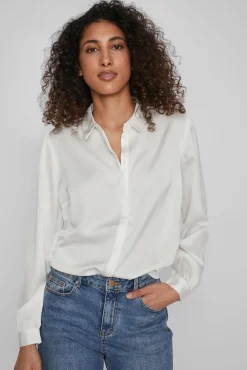 Mujer Vila Blusas>Camisa satinada manga larga