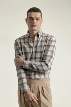 Hombre PuroEGO Camisas>Camisa slim algodón cuadro tartán