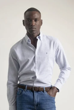 Hombre PuroEGO Camisas>Camisa slim fit algodón cuadros