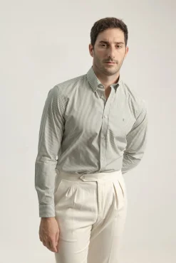 Hombre PuroEGO Camisas>Camisa slim fit algodón rayas