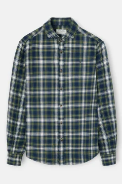 Hombre Silbon Camisas>Camisa sport cuadro tartan bicolor